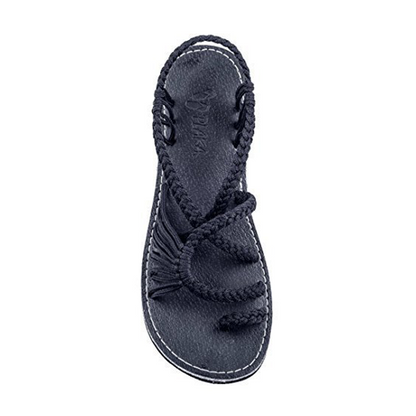 Flat sandals with braided strap for women