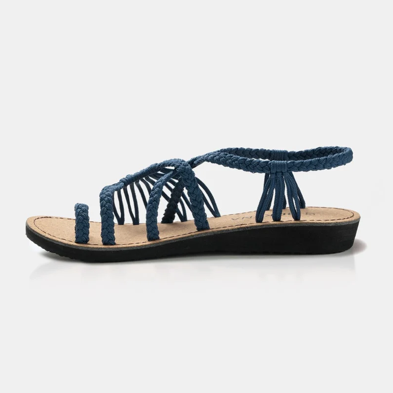 Flat sandals with braided strap for women