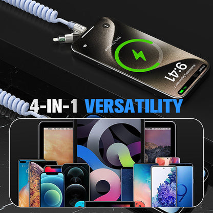240W 4-in-1 Retractable Coiled Charging Cable