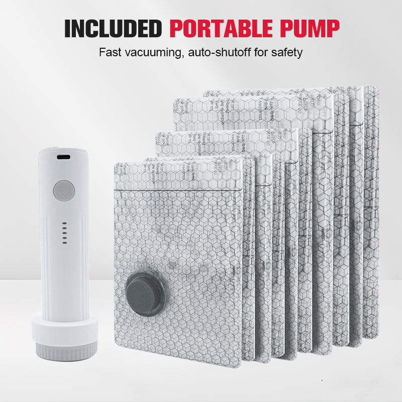 🔥 LAST DAY PROMOTION - 50%OFF 🔥Travel Vacuum Compression Storage Bags with USB - Rechargeable Electric Pump - Ultra - Compact, Lightweight Space - Savers for Clothing & Travel Essentials.