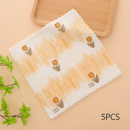 🏆LAST DAY HOT SALE 49% OFF!!🔥Buy More Save More🎉5PCS Coral Flannel Dish Towels for Home Use