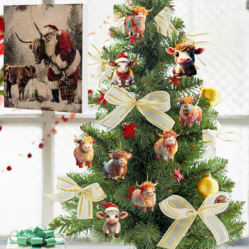 🎄Christmas Sale 50% OFF🎉Advent Calendar with Highland Cow Design