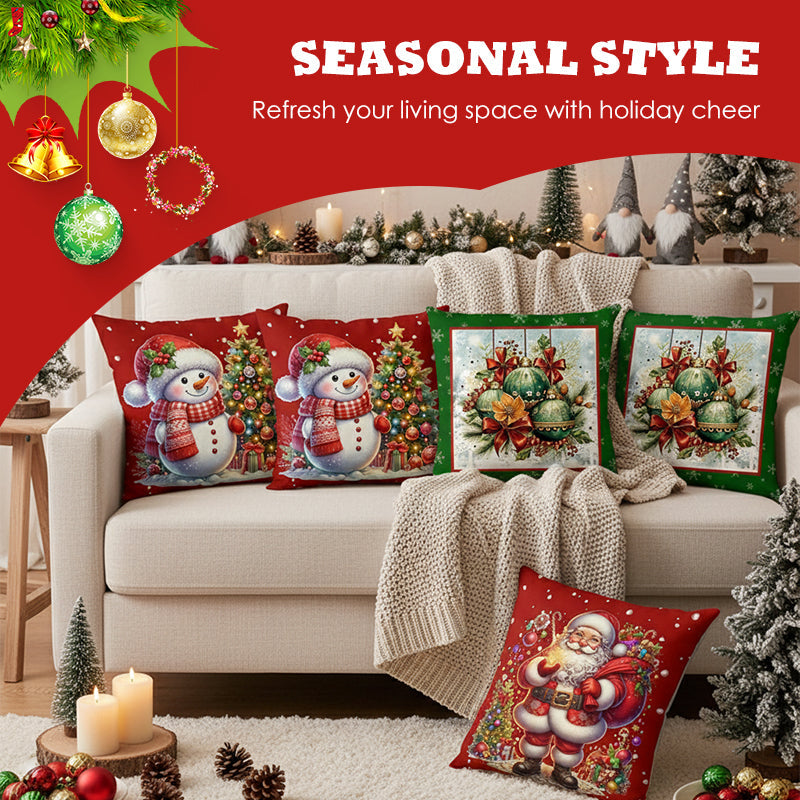 Cute Christmas Print Pillow Cover