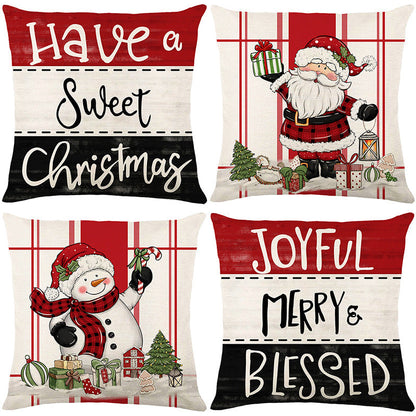 Cute Christmas Print Pillow Cover