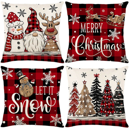 Cute Christmas Print Pillow Cover