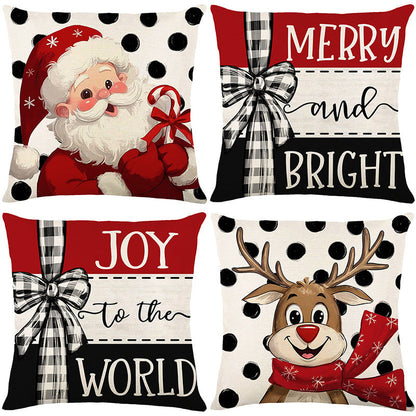 Cute Christmas Print Pillow Cover