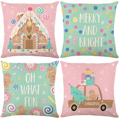 Cute Christmas Print Pillow Cover