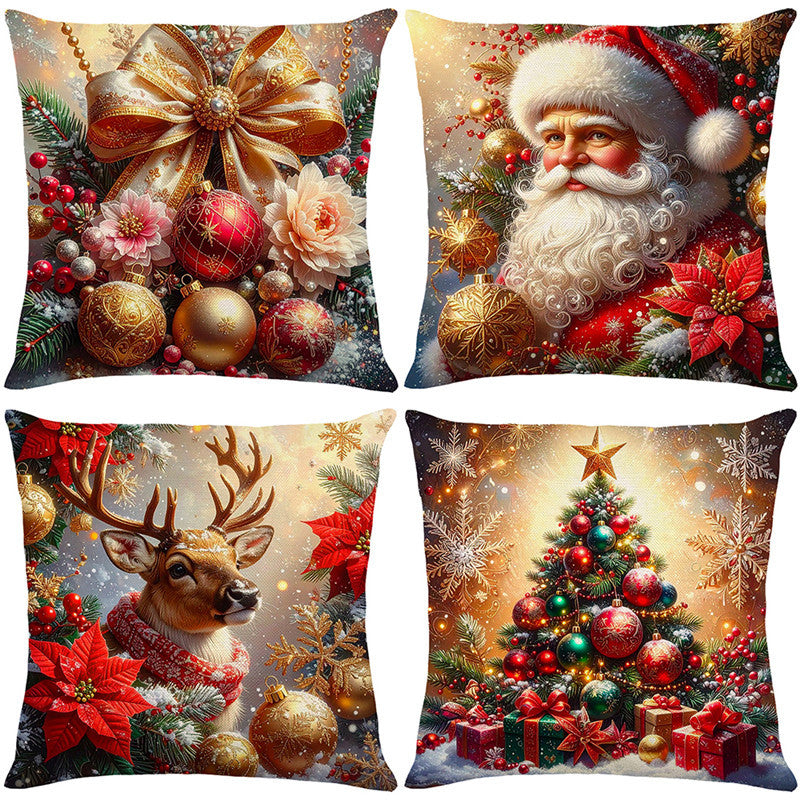 Cute Christmas Print Pillow Cover