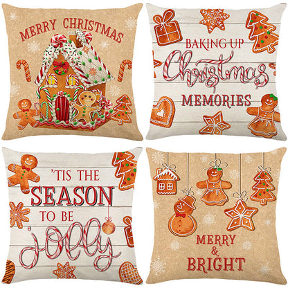 Cute Christmas Print Pillow Cover