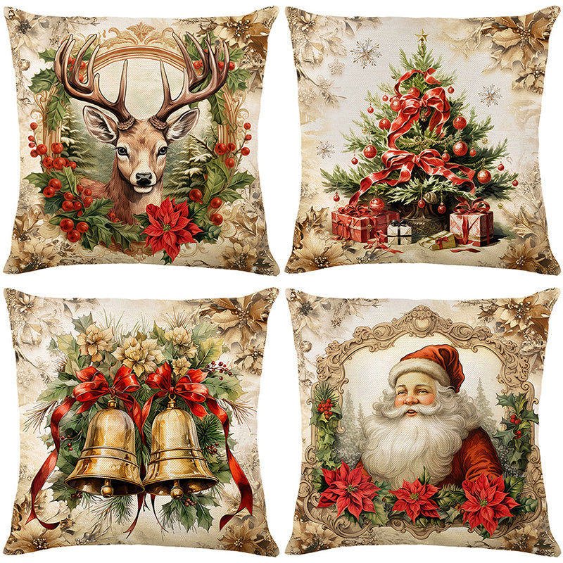 Cute Christmas Print Pillow Cover