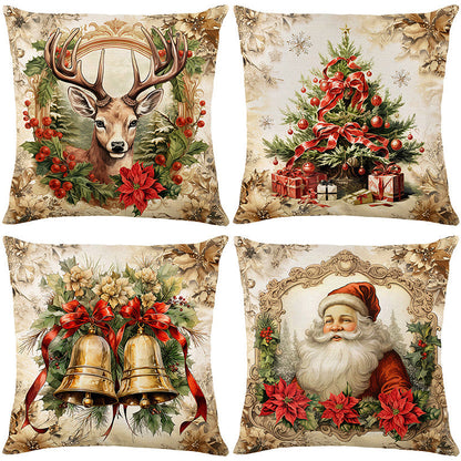 Cute Christmas Print Pillow Cover