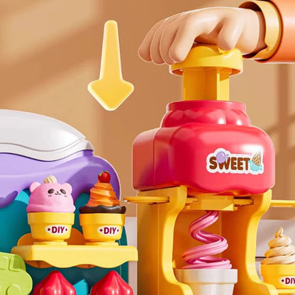 🎄 50% OFF! 🍦 DIY ICE CREAM PLAY DOUGH - 6 Colors & 10 Tools, Non-Toxic Sensory Toy for Creative Role Play, Perfect Gift for Kids Aged 3-8 🎁✨