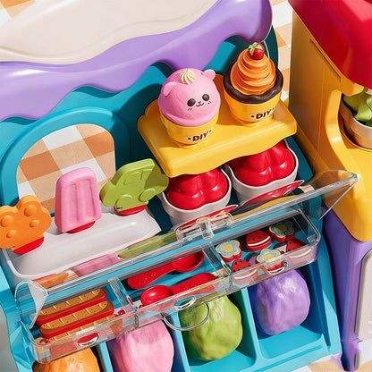 🎄 50% OFF! 🍦 DIY ICE CREAM PLAY DOUGH - 6 Colors & 10 Tools, Non-Toxic Sensory Toy for Creative Role Play, Perfect Gift for Kids Aged 3-8 🎁✨