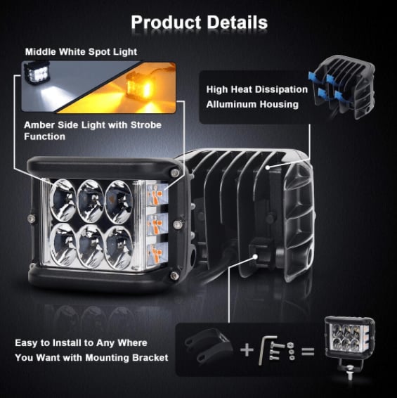 🖤Black Friday topper!✨ Auto Dubbele Zijkant LED Waarschuwingslichten – Tweekleurig, Superfel & Veilig (Universeel Voor Auto’s, Vrachtwagens, Motorfietsen & Meer!)