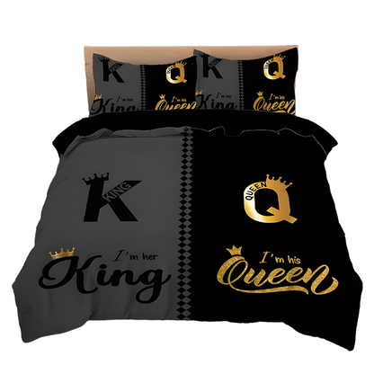💥Christmas Sale 50% OFF🔥3-Piece "King & Queen" Couple's Duvet Cover Set-Elegant Design & Premium Comfort✅✨