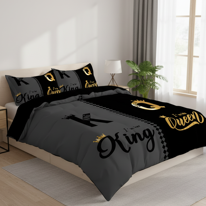 💥Christmas Sale 50% OFF🔥3-Piece "King & Queen" Couple's Duvet Cover Set-Elegant Design & Premium Comfort✅✨