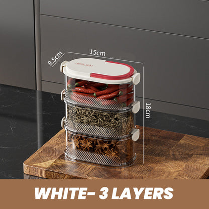 🧂 50% OFF NOW! 🫙 Multi-layer Sealed Spice Organizer – Airtight, Space-Saving & Transparent for Easy Kitchen Storage 🌶️📦✨