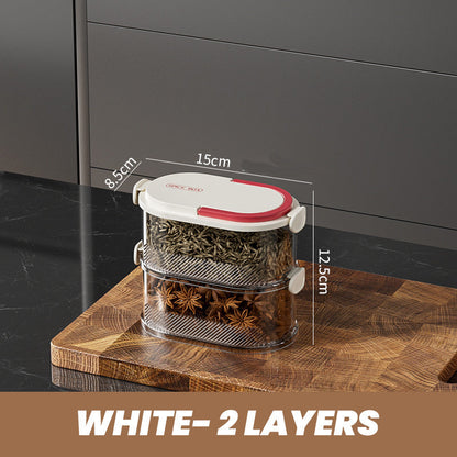 🧂 50% OFF NOW! 🫙 Multi-layer Sealed Spice Organizer – Airtight, Space-Saving & Transparent for Easy Kitchen Storage 🌶️📦✨