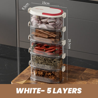 🧂 50% OFF NOW! 🫙 Multi-layer Sealed Spice Organizer – Airtight, Space-Saving & Transparent for Easy Kitchen Storage 🌶️📦✨
