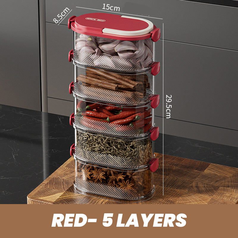 🧂 50% OFF NOW! 🫙 Multi-layer Sealed Spice Organizer – Airtight, Space-Saving & Transparent for Easy Kitchen Storage 🌶️📦✨