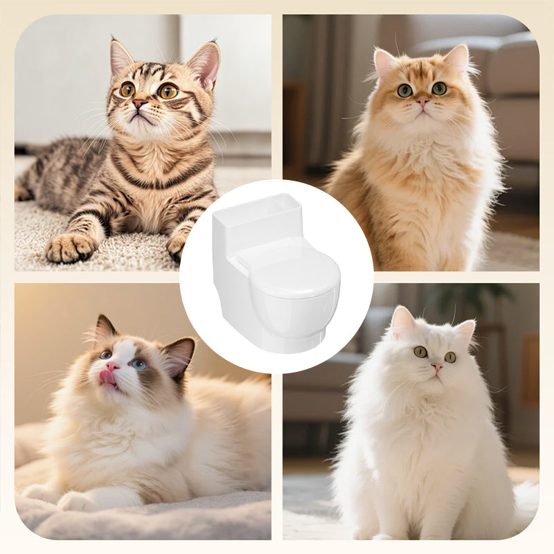Wall-Mounted Toilet-Shaped Cat Bowl