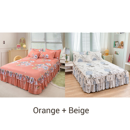 🛏️Two-layer three-piece set with lotus motif lace bedspread and pillowcases