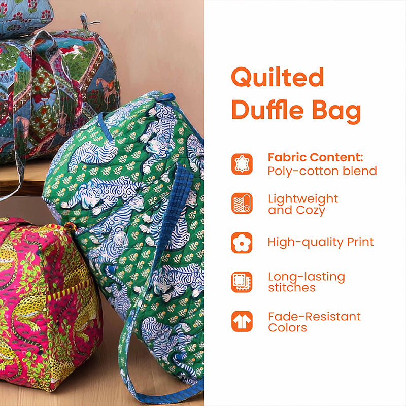 Quilted Duffle Print Travel & Gym Bag