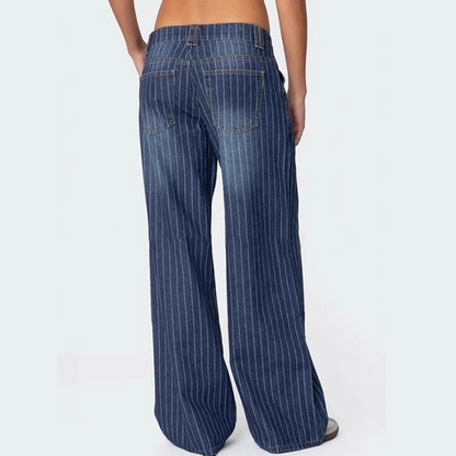 Women's Y2K Striped Low-Rise Jeans