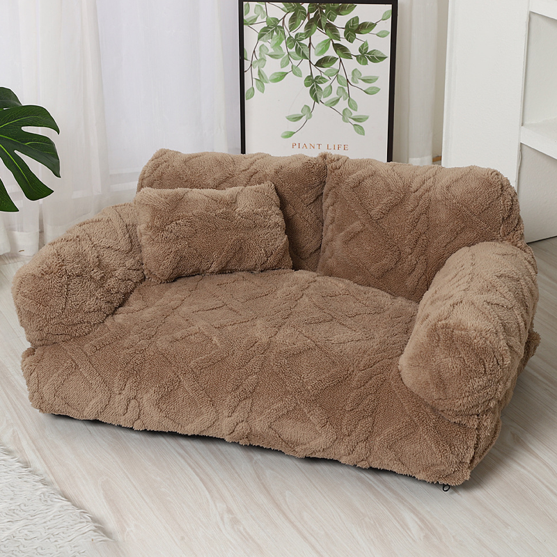 🐶🛋️ Plush Calming Pet Sofa Bed – Raised Rim, Removable Cover & Non-Slip Bottom for Cats & Dogs 🐾