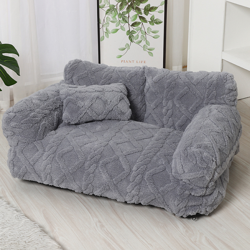 🐶🛋️ Plush Calming Pet Sofa Bed – Raised Rim, Removable Cover & Non-Slip Bottom for Cats & Dogs 🐾