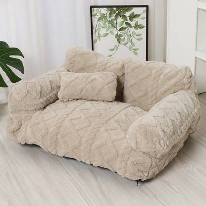 🐶🛋️ Plush Calming Pet Sofa Bed – Raised Rim, Removable Cover & Non-Slip Bottom for Cats & Dogs 🐾