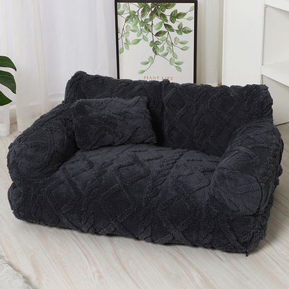 🐶🛋️ Plush Calming Pet Sofa Bed – Raised Rim, Removable Cover & Non-Slip Bottom for Cats & Dogs 🐾