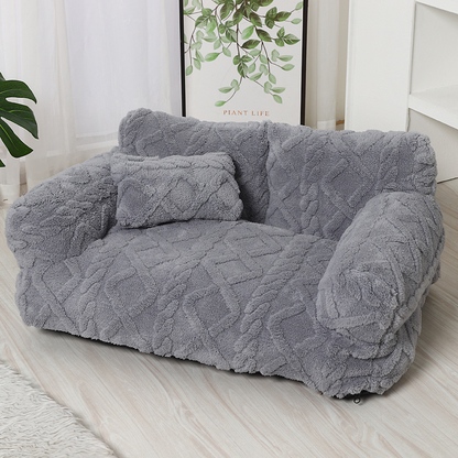 🐶🛋️ Plush Calming Pet Sofa Bed – Raised Rim, Removable Cover & Non-Slip Bottom for Cats & Dogs 🐾