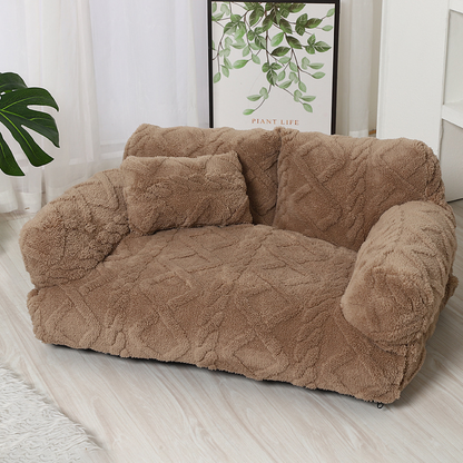 🐶🛋️ Plush Calming Pet Sofa Bed – Raised Rim, Removable Cover & Non-Slip Bottom for Cats & Dogs 🐾