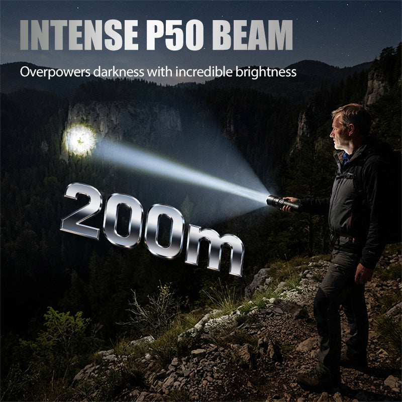 Rechargeable P50 LED Flashlight with Adjustable Zoom