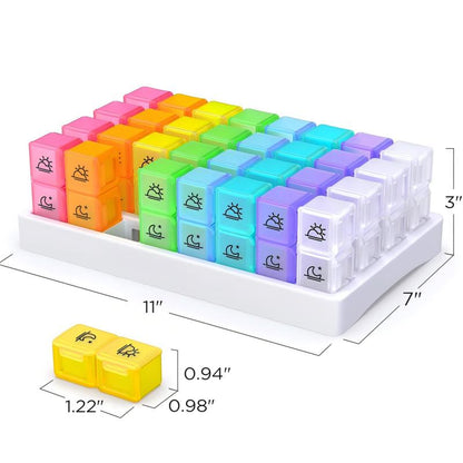 💊📅 Daily 31-Day Pill Organizer Travel Case – 🔒📦 4-Week Medication Box with Compartments & Labels, Ideal for Weekly Planning, Vacations & Seniors, Compact Storage